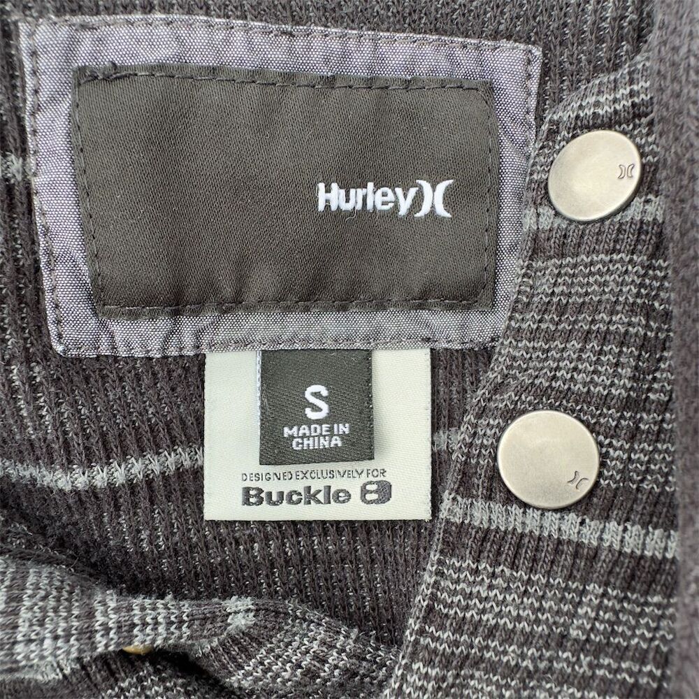 Hurley Unisex Striped Gray Pullover Hoodie Size S Long Sleeve Kangaroo Pocket